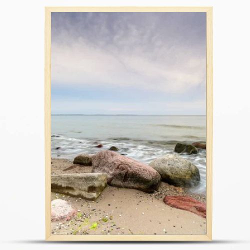 Natural landscape from the sea on a cloudy windy day.