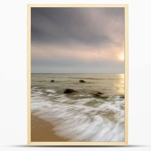 Natural landscape from the sea on a cloudy windy day.