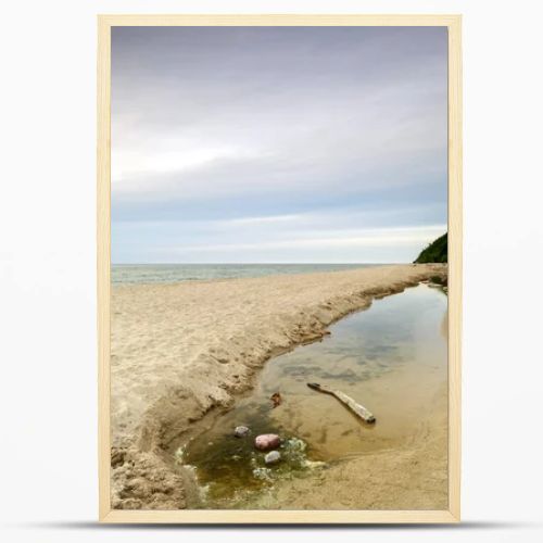 Natural landscape from the sea on a cloudy windy day.