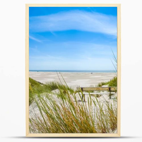 Beautiful dune landscape and long beach at North Sea