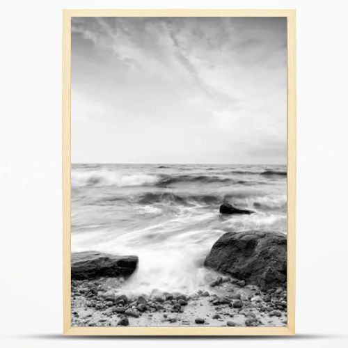 Natural landscape from the sea on a cloudy windy day.