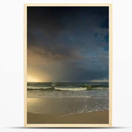 Natural landscape from the sea on a cloudy windy day.