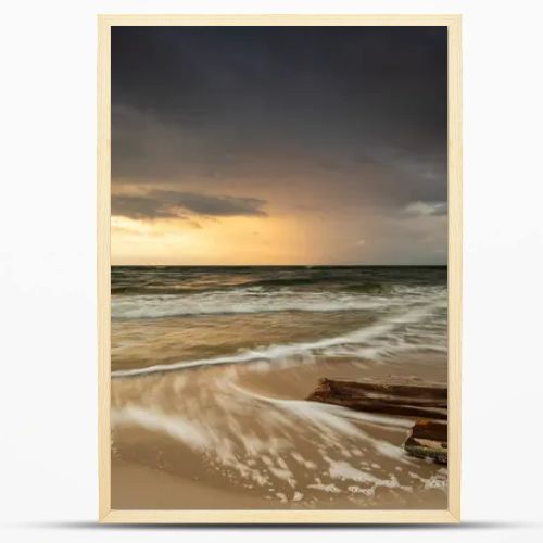Natural landscape from the sea on a cloudy windy day.