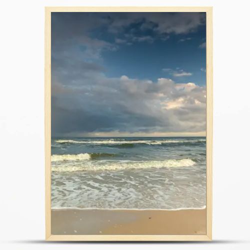 Natural landscape from the sea on a cloudy windy day.