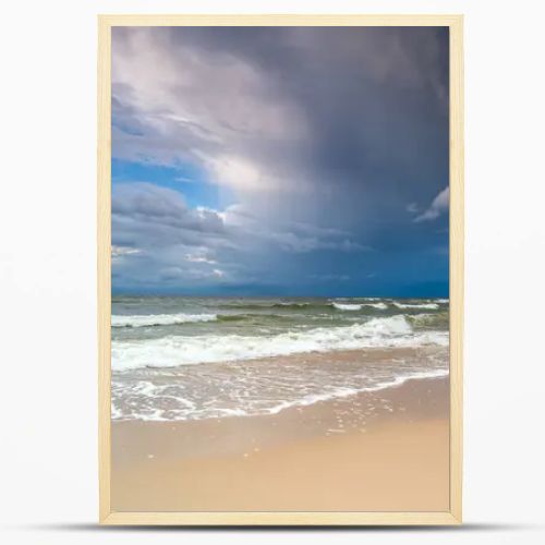 Natural landscape from the sea on a cloudy windy day.