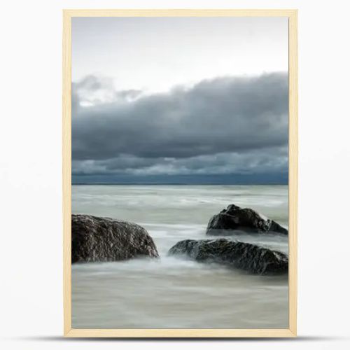 Natural landscape from the sea on a cloudy windy day.