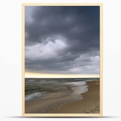 Natural landscape from the sea on a cloudy windy day.