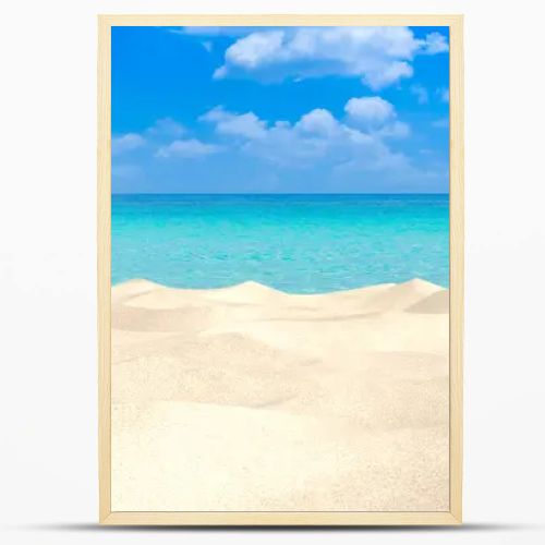 Tropical Beach with Clear Blue Sky and Soft White Sand Dunes