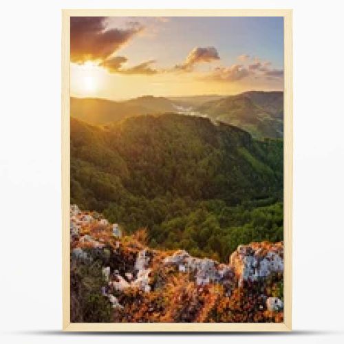 Panorama mountain landscape at sunset, Slovakia, Vrsatec