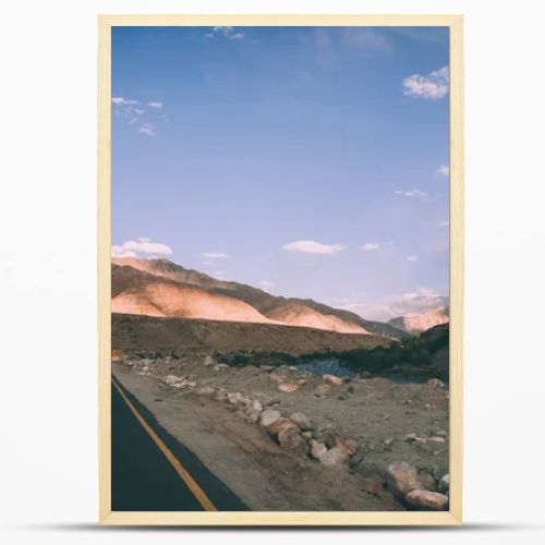 asphalt road and majestic rocky mountains in Indian Himalayas, Ladakh region