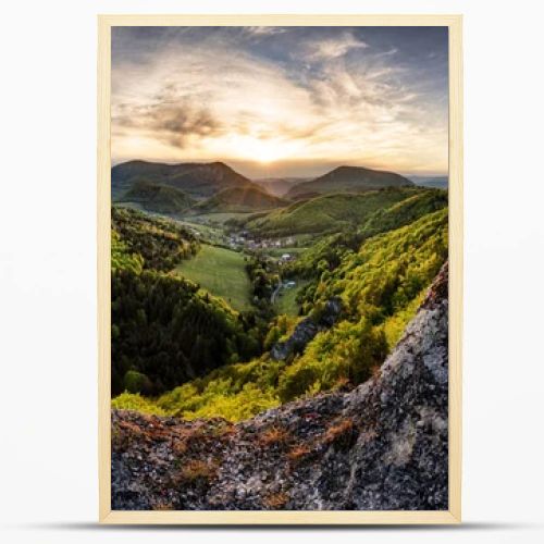 Majestic sunset in the mountains landscape. Dramatic sky. Carpathian, Slovakia, Europe. Beauty world.