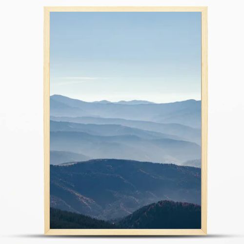 aerial view of scenic hazy mountains landscape, Carpathians, Ukraine