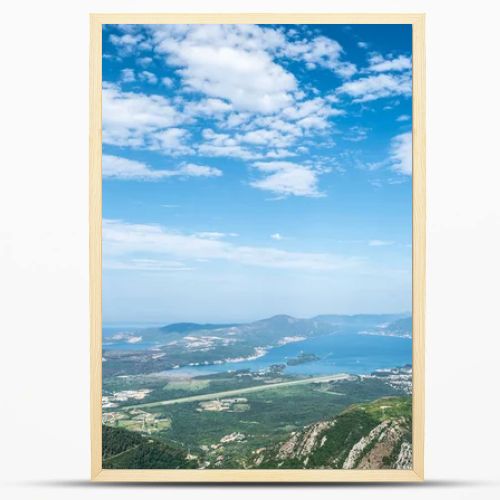 beautiful view on Kotor bay and blue cloudy sky in Montenegro