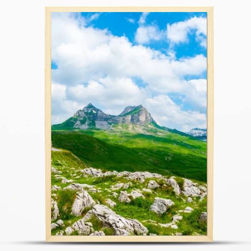 rocky mountains and blue cloudy sky in Durmitor massif, Montenegro