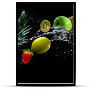 Owoce z pluskiem wody