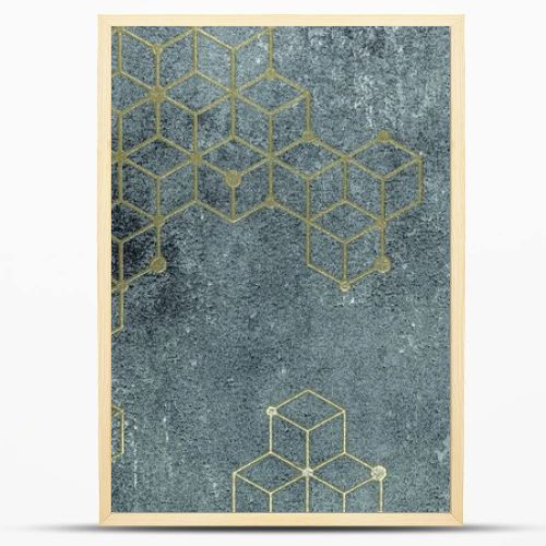 Tapestry background with abstract geometric gold shapes pattern