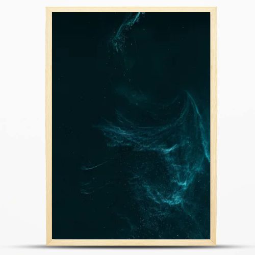 abstract artistic background with turquoise paint on black 