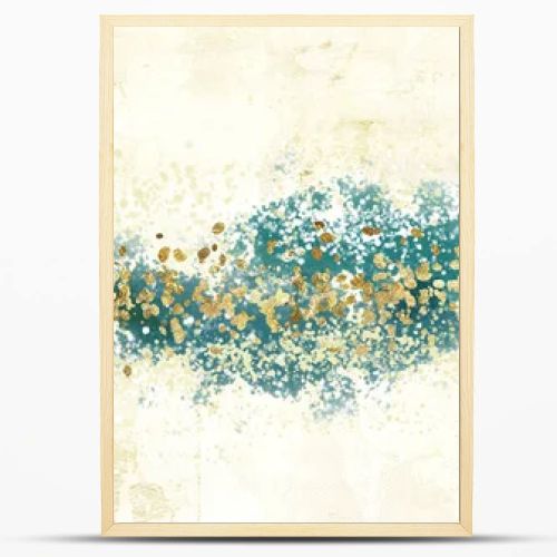 3d illustration drawing canvas wall poster. yellow, blue, gray, turquoise, and light background