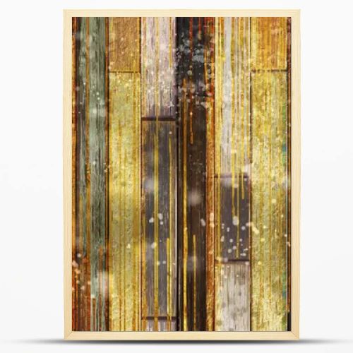 3d mural wallpaper, old wood texture. abstract golden colorful background wallpaper decoration