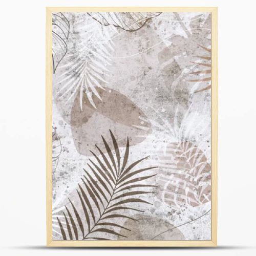 tropical trees and leaves for digital printing wallpaper, custom design wallpaper - 3D illustration