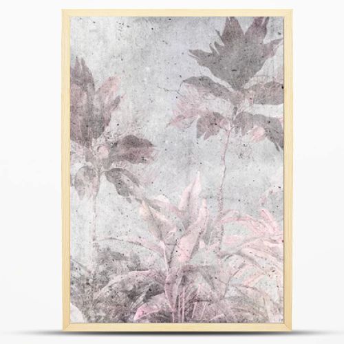 Tropical leaves and Trees Wallpaper design - 3D illustration