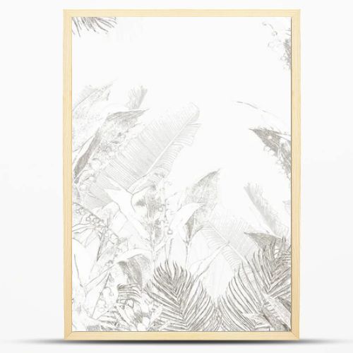 Tropical wallpaper, Tropic trees and leaves, wallpaper design for digital printing- 3d illustration