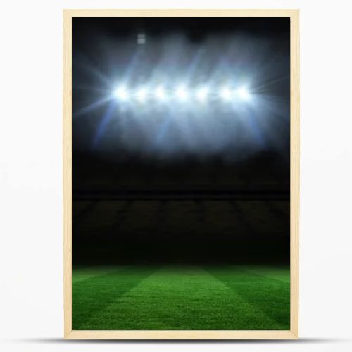 Football pitch under spotlights