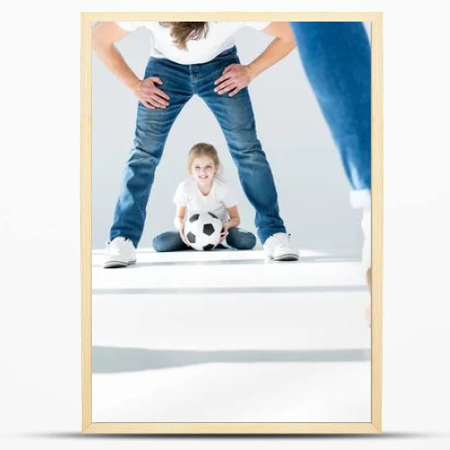 family with soccer ball