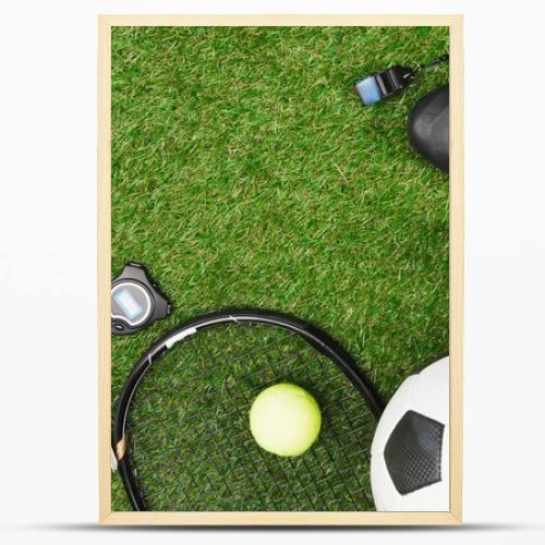 Sport equipment on grass 