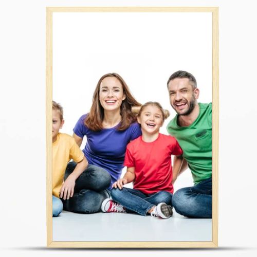 Happy family with soccer ball