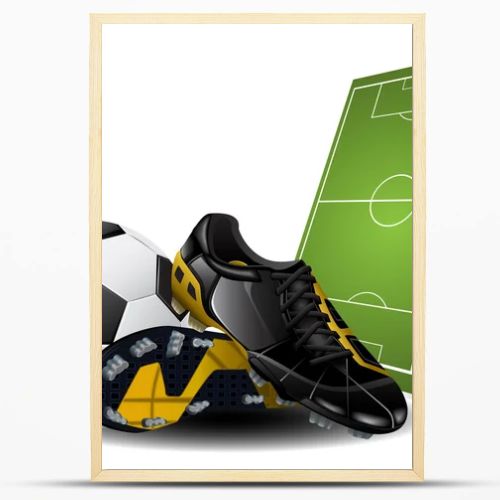 Vector illustration of soccer boots and ball. Football Background