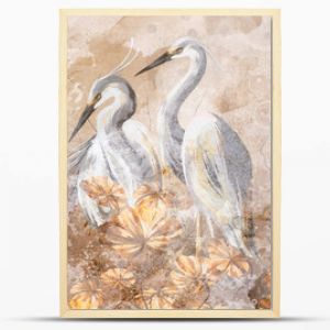 Photo wallpaper picture which depicts birds on a textured background, photo wallpaper