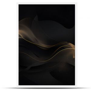 Abstract black wallpaper background with golden line elements