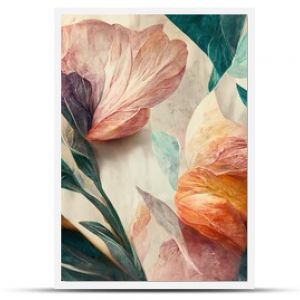 Flowers in the style of watercolor art. Luxurious floral elements, botanical background or wallpaper design, prints and invitations, postcards. Beautiful delicate flowers 3D illustration