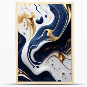 Gold and blue marble stone textured background wallpaper. Generative AI Illustration