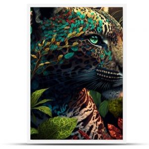 Jungle Leopard Jaguar Wallpaper Background Generative AI