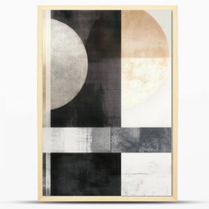 abstract geometric composition layered shapes textured elements muted color palette modern wallpaper design