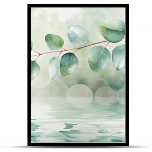 Serene Branch and Water Reflection A Calming Nature Image