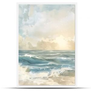 Abstract Watercolor Painting of a Seascape