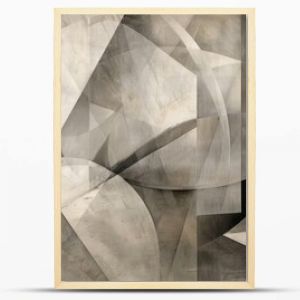 Abstract Geometric Shapes in Neutral Tones on Textured Paper, Featuring Muted Grays and Beiges with Subtle Gradients  