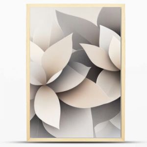 Abstract geometric flowers in neutral tones create a minimal yet dynamic pattern against a soft, muted background