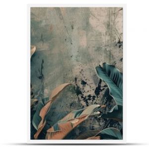 tropical leaves background in moody muted colors