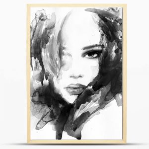 Malowana twarz kobiety - czerń i biel