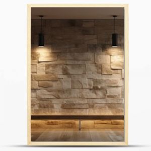 Explore the contemporary elegance of an empty room adorned with stone wall lamps in this 3D. The interplay of light on the textured stone wall adds a touch of modern sophistication to the interior.