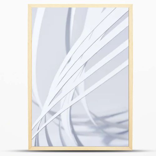 close up view of curved paper stripes on white background