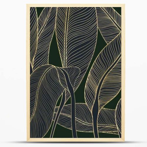 Tropical leaves illustration .Hand drawn vector background