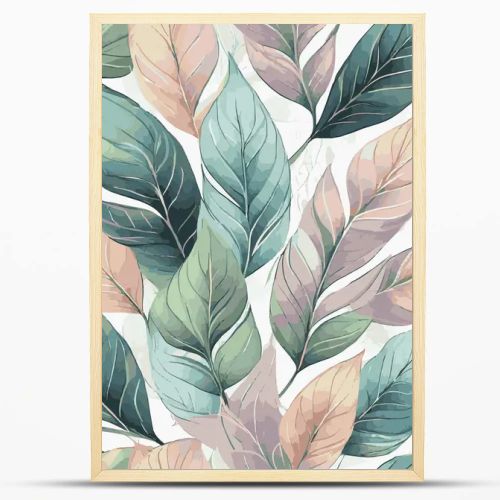 Seamless image, leaves, pastel leaves, wallpaper