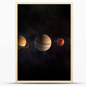 Solar system planets set. The Sun and planets in a row on universe stars background.Elements of this image furnished by NASA.