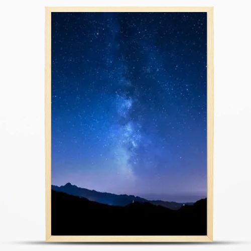 Night sky stars. Milky Way. Mountain background