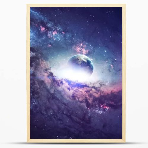 Universe scene with planets, stars and galaxies in outer space showing the beauty of space exploration. Elements furnished by NASA